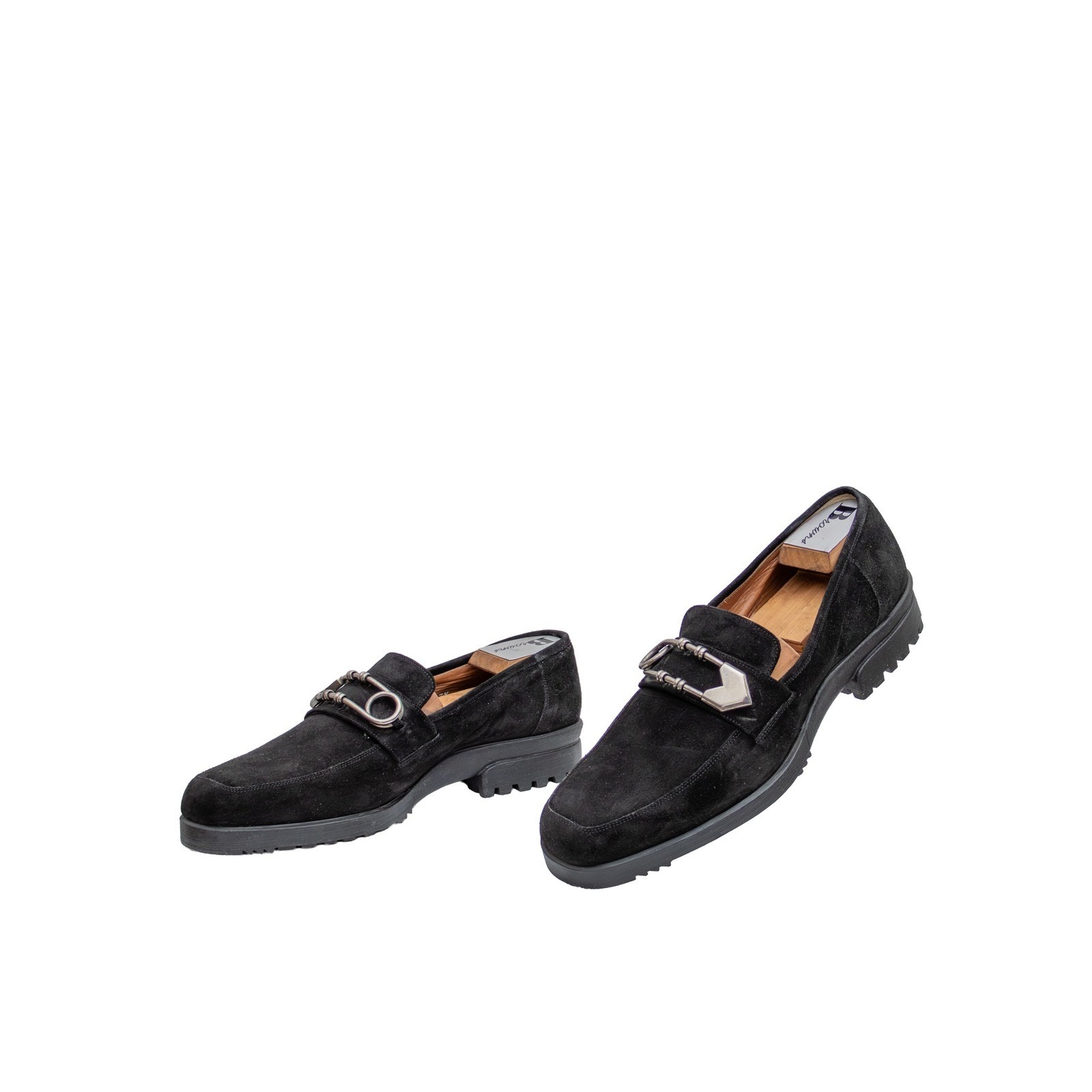 Rare Vtg Gianni Versace Medusa Hardware Suede Loafers Black Men's Us 8.5 Eu 41.5